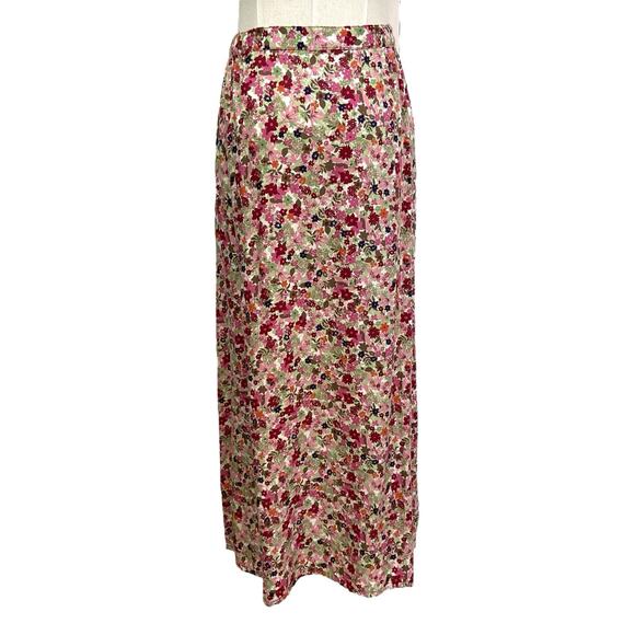 Christopher & Banks Burgundy Floral Rayon Button-Front Midi Skirt Women size 12 - Picture 7 of 11